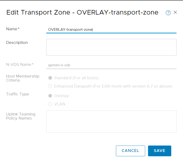 Edit Overlay Transport Zone