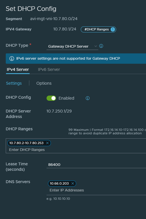 Set DHCP Configuration