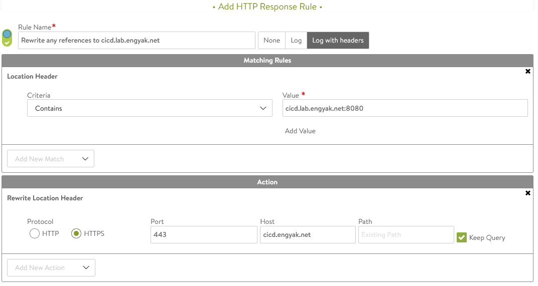 HTTP Response rule