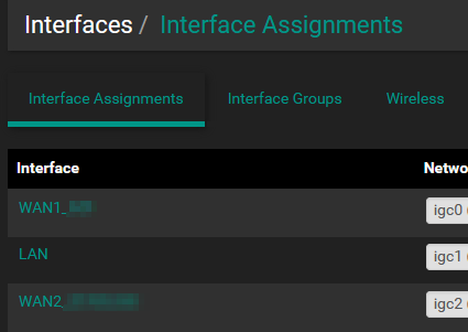 pfSense Interface Assignment